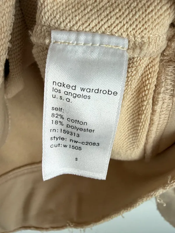 NWOT Naked Wardrobe Distressed Oversized Sweatshirt Cream Size Small S NEW - Image 5