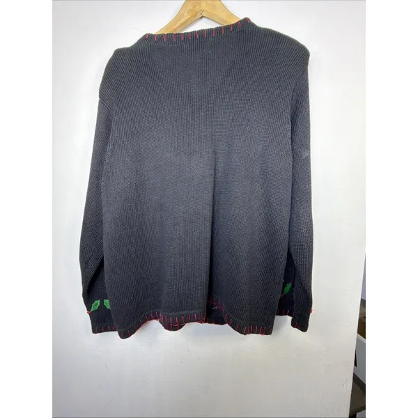 Victoria Harbour medium Embroidered Christmas Sweater Cardigan Sequin vintage - Image 7