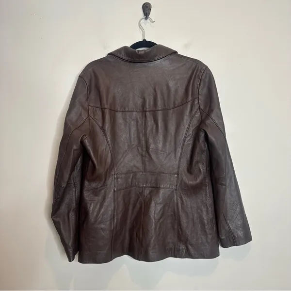 Vintage Y2K Wilson’s Leather Chocolate Brown Tailored Leather Jacket Size Large - Image 6