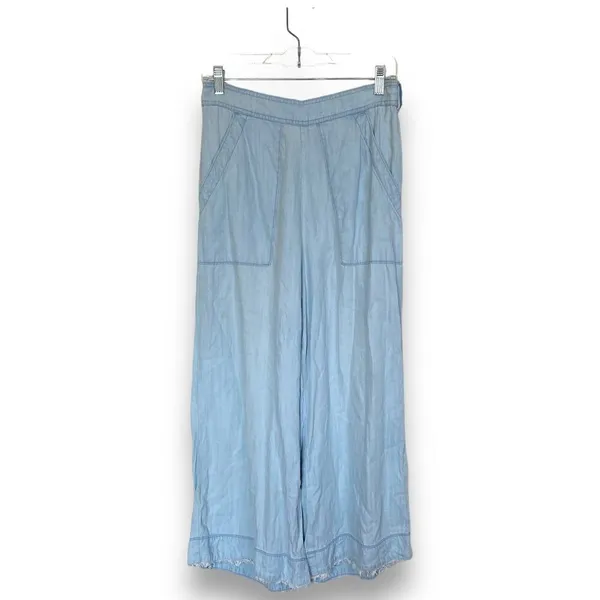 ANTHROPOLOGIE Cloth & Stone Breezy Pants Tencel Pull On Wide Leg Chambray Size S - Image 2