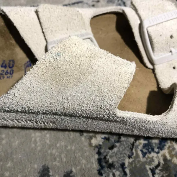 Birkenstock Arizona Soft Slide Sandal Antique White Suede - Image 9