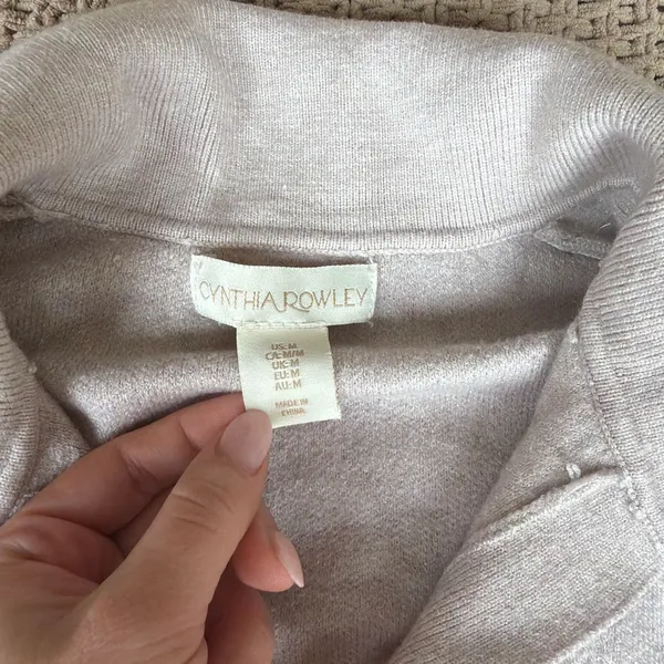 Cynthia Rowley Tan and White Striped Sweater - Image 3