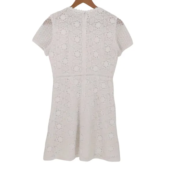 LOFT Floral Lace Mini Dress Womens Size 2P White Short‎ Sleeve Bridal Clean Girl - Image 4
