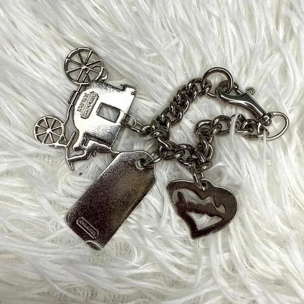 Vintage COACH y2k Carriage Heart Hangtag Bag Charm Key Fob - Image 2