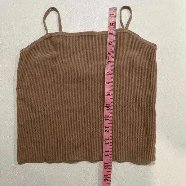 Abercrombie & Fitch Ribbed Knit Camisole Tank Top Brown Minimalist Size Large - Image 5