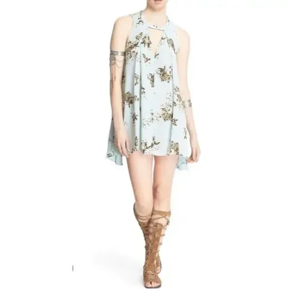 Free People Snap Out of It Tree Swing Tunic Mini Dress Faded Floral‎ Size Medium - Image 3