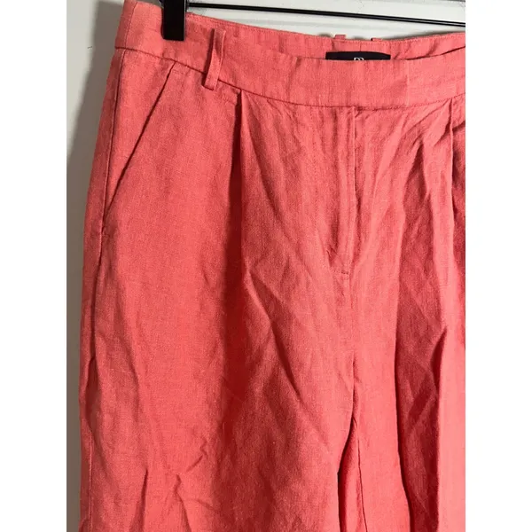Banana Republic Lina Straight Linen Pant Coral High Rise‎ Relaxed 6 882876-04 - Image 3
