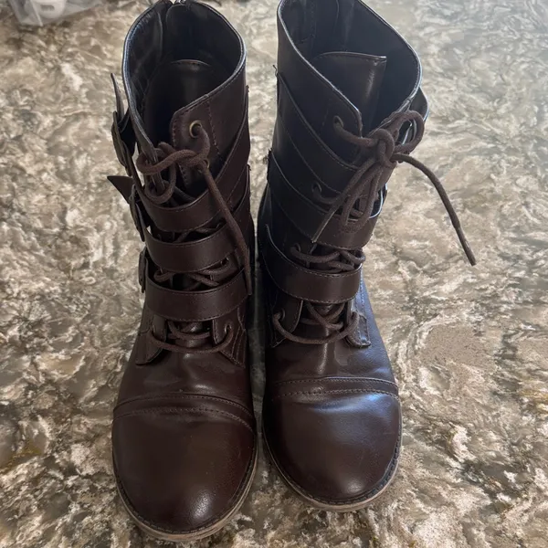 Women's Brown Leather Ankle Boots / Q11 Size 8 - Image 2