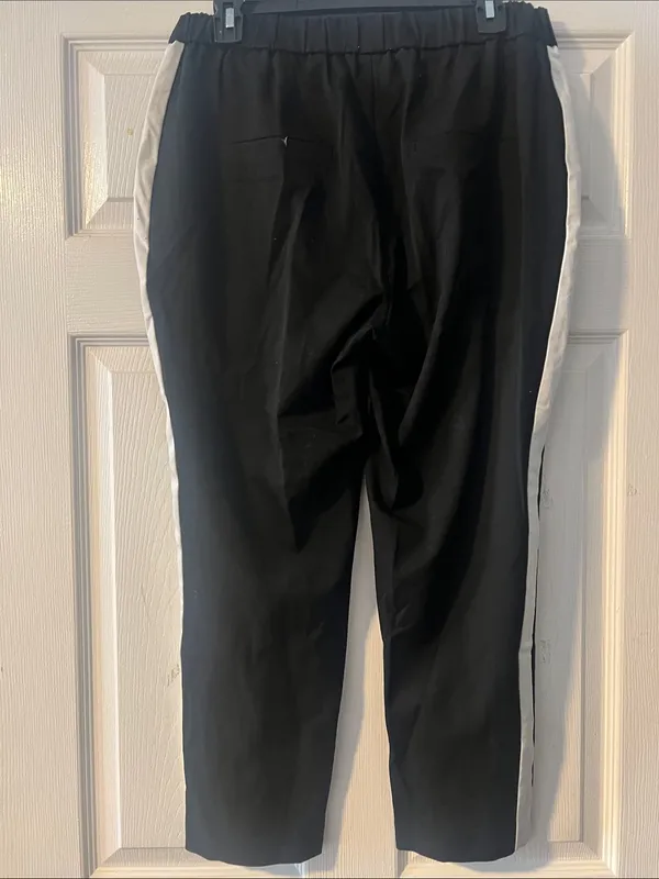 Mango Black Straight-Leg Pants with White Side Stripe - Image 5