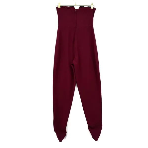 Trixxi Strapless Burgundy Ruched Leg Jumpsuit M Formal Cocktail Evening Romper - Image 2