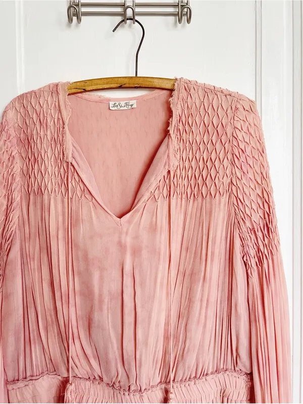 LoveShackFancy • Smocked Popover Dress in Faded Marsala pink chiffon georgette - Image 5