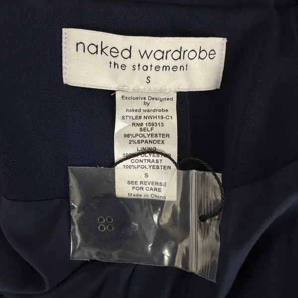 NEW Naked Wardrobe The Statement Trench Coat Navy Fur Shawl Collar Belted Small - Image 8