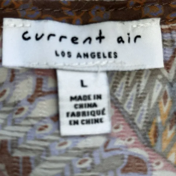 Current Air Quilt Contrast Motif Top Womens Size Large V-neck Short Sleeve Flowy - Image 8