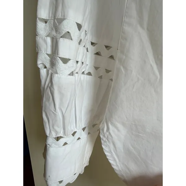 Talbots White Cotton Poplin Eyelet Blouse | Size Small - Image 7