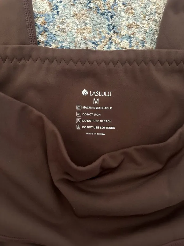 Laslulu Foldover High Waist Yoga Leggings Brown Size M - Image 2