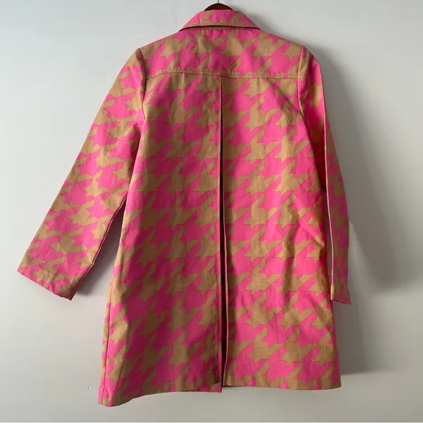 Isaac Mizrahi for Target|Pink and Tan Houndstooth Raincoat sz Small - Image 7