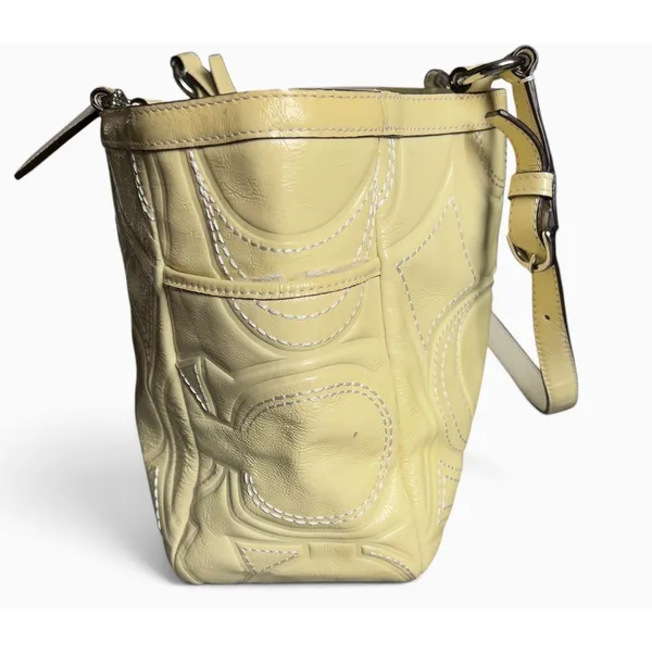 Coach Gallery Signature C Stitched Patent Leather Tote Butter Yellow Bag - Image 5