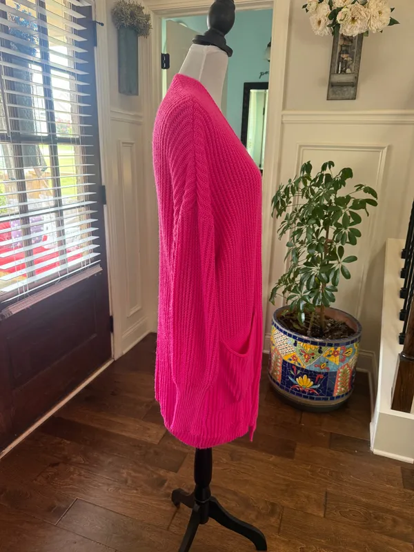 Fobya NWOT Hot Pink Open-Front Oversized Cardigan - Image 3