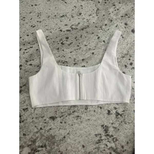 Staud white cropped tank top sz 8 - Image 2