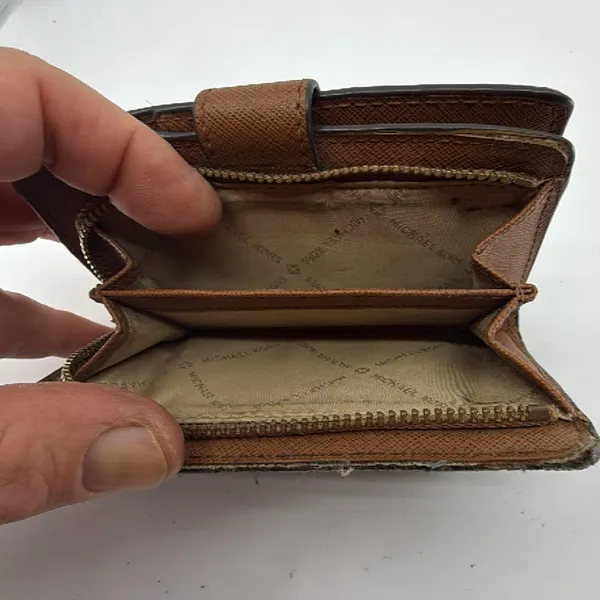Michael Kors Compact Brown Monogram Coated Canvas Wallet - Image 6