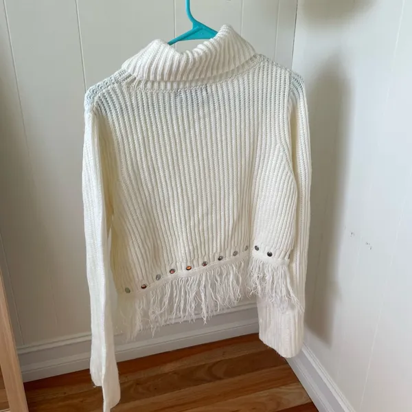 Lulus Freethinker Cream Fringe Cropped Sweater - Image 10