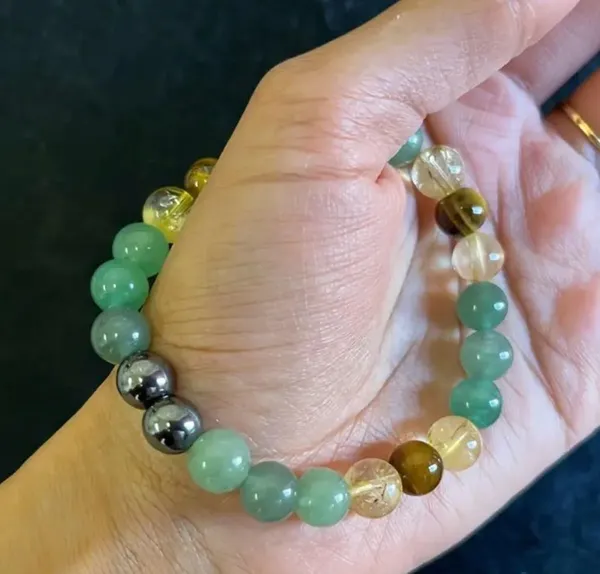 Boho 8mm Citrine & Green Aventurine Bracelet for Prosperity and Calm - Image 4
