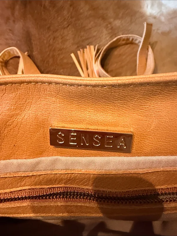 $258 Sensea Real Leather Moss Backpack Tan Boho Tassel Large Full-Size - Image 5
