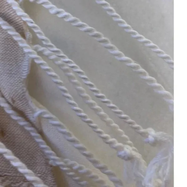 Textured Scarf Fringed Shawl Butterfly Design Neutral Cream 70 x 36 inch​​‎ - Image 4