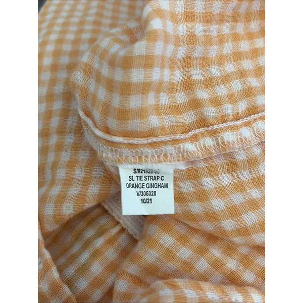 Old Navy Orange Gingham Check Cottage‎ Festival Babydoll Tank Top Shirt Small - Image 8