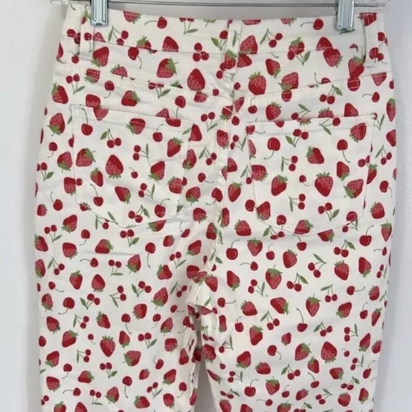 Dolls Kill Sugar Thrillz Farm Stand Strawberry Cherry Print Jeans - Image 4