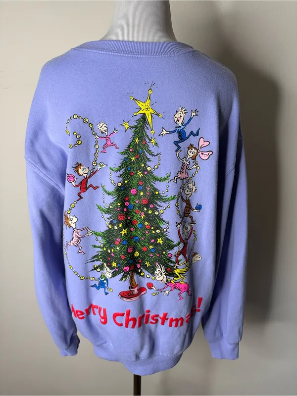 The Grinch Dr. Seuss Purple Christmas Themed Sweatshirt - Image 5