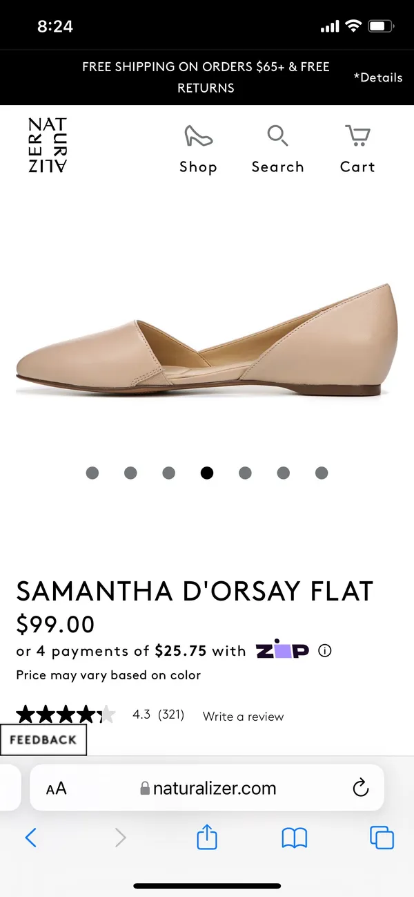 Naturalizer Nude Pointy Naturalized Flats - Image 3