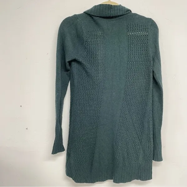 Moth Anthropologie Green Open Front Knit Cardigan Sweater XS Duster Long Line - Image 8