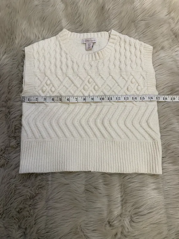 Sincerely Jules Ivory Cable Knit Sweater Vest Small Textured Cozy Cottagecore - Image 6
