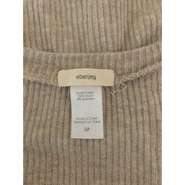Eberjey Beige Ribbed Dolman Top S Cozy Minimalist Quiet Luxury Lounge Pajama Top - Image 3