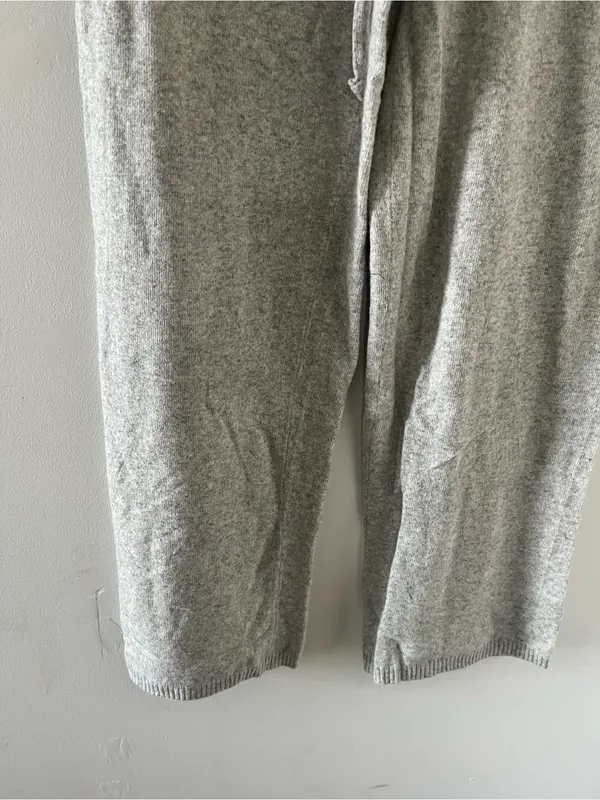 NWT Y2K Loft Wool Cashmere Blend Knit Gray Wide Leg Pants Small Drawstring - Image 3