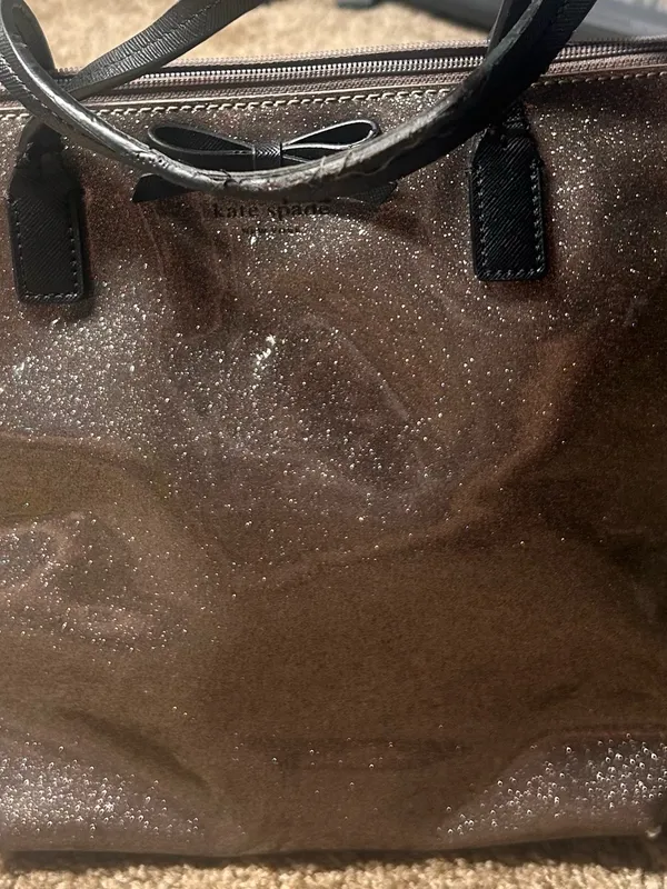 Kate Spade Sparkle Bow Tote Bag in Silver glitter tote - Image 4