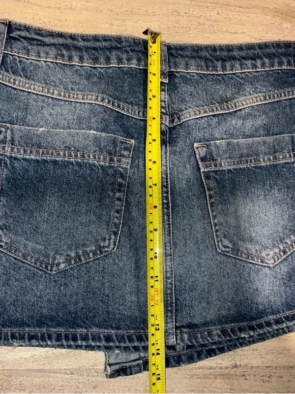 FREE PEOPLE Wynne Denim Mini Skirt in Cornflower Blue Size 28 New NWOT Wrap - Image 6