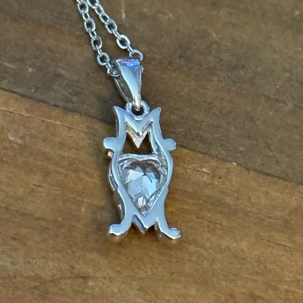 Vintage silver tone cubic zirconia Mom pendant necklace - Image 4