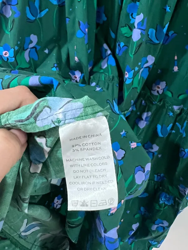 Hill House Home Green Floral Nap Dress M Cottagecore Ruffle Maxi - Image 4