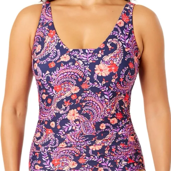 NEW Lands’ End Paisley Floral One Piece UPF 50 Adjustable Straps Swimsuit, XS - Image 12