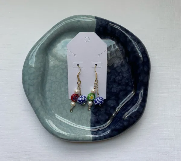 Gold dangle charm earrings - Image 2
