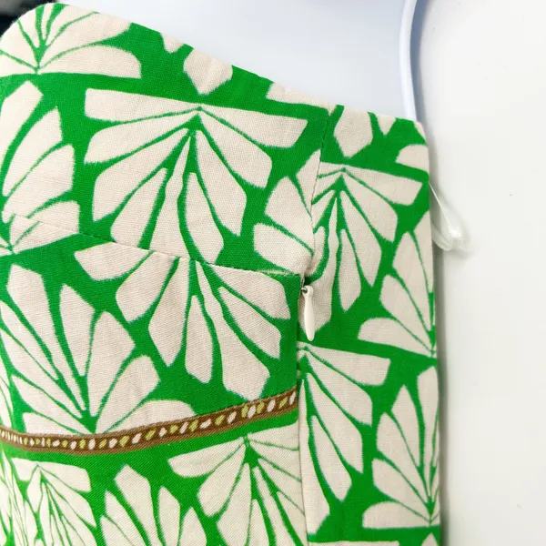 Zara Womens Green Resort Tropical Leaf Print Strapless Linen Blend Midi Dress‎ S - Image 6