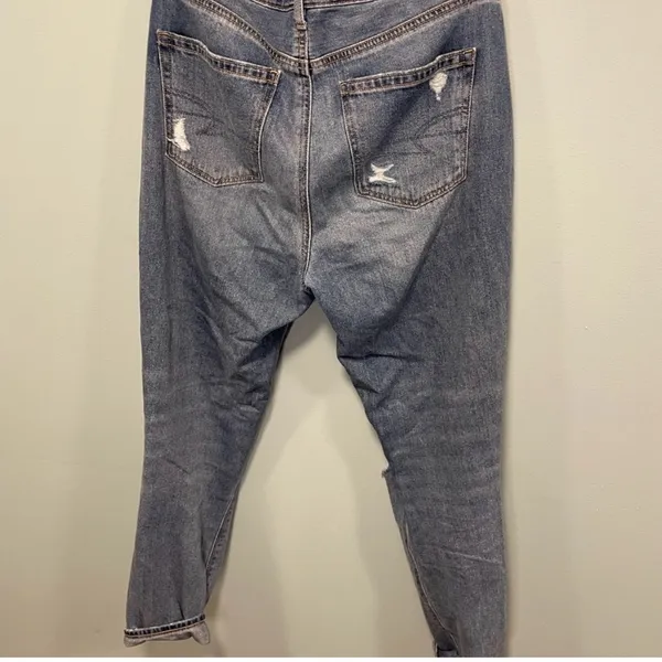American Eagle Outfitters Light Blue Ripped Straight Leg Jeans high rise mom 4R - Image 8