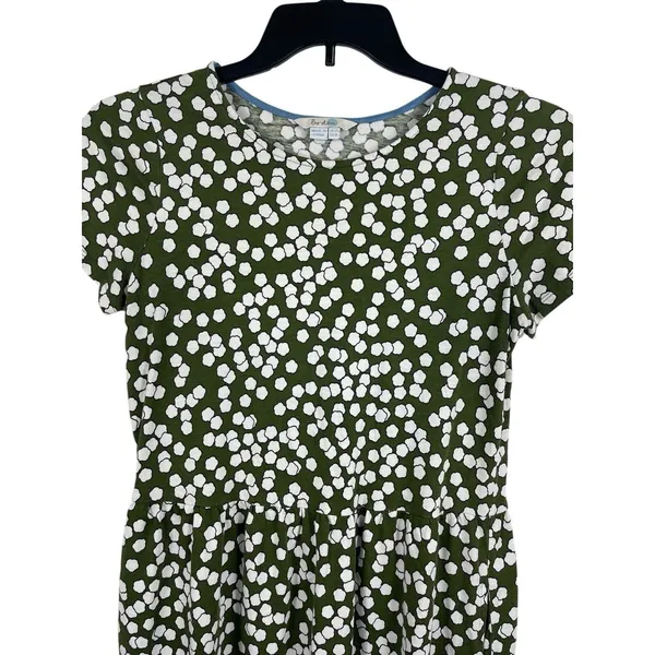 Boden Green White Floral Dress 8L Short Sleeve Fit & Flare Pockets Modal - Image 3