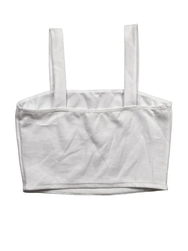 NWT Wild Meadow Textured Crop Tank Top Off White Clean Girl Cami M - Image 5