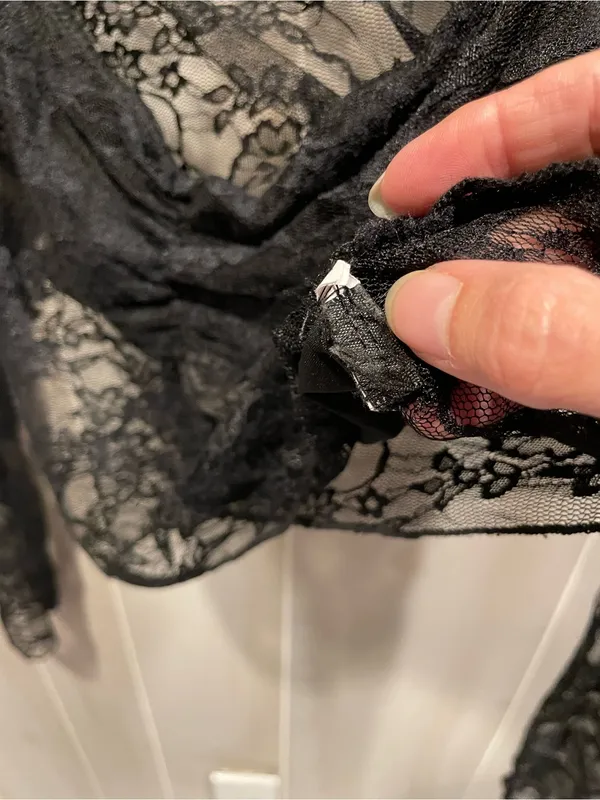 Source Unknown Cute black lace crop long sleeve sweetheart neck distressed top goth costume - Image 6
