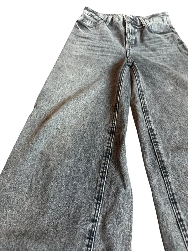Pimkie Washed Black Denim Wide Leg Jeans High Waisted Classic Size 34 0-2 Womens - Image 4