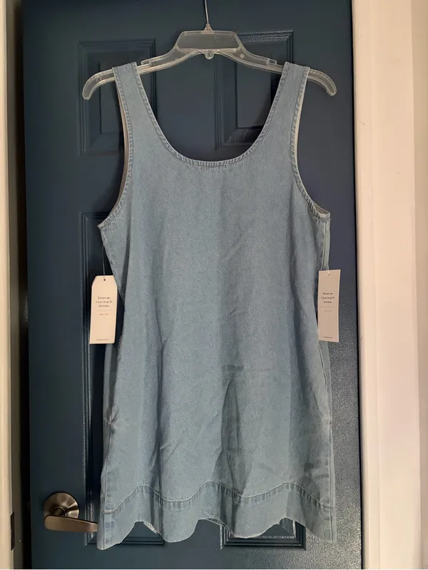 NWT Double Zero Light Blue Denim Mini Shift Dress size Small - Image 9