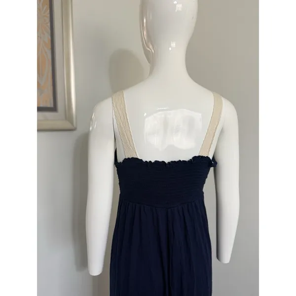 Women’s Blue Maxi Dress Size M Padded Lace Accents Embroidered Boho Cottagecore - Image 9